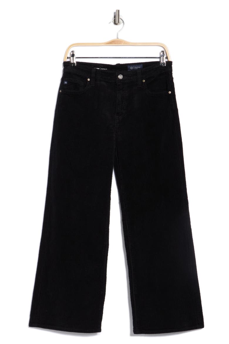 Cherise Crop Wide Leg Corduroy Jeans, Alternate, color, SUPER BLACK