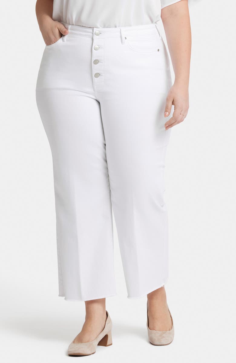 NYDJ Teresa Exposed Button High Waist Ankle Wide Leg Jeans, Main, color, Optic White