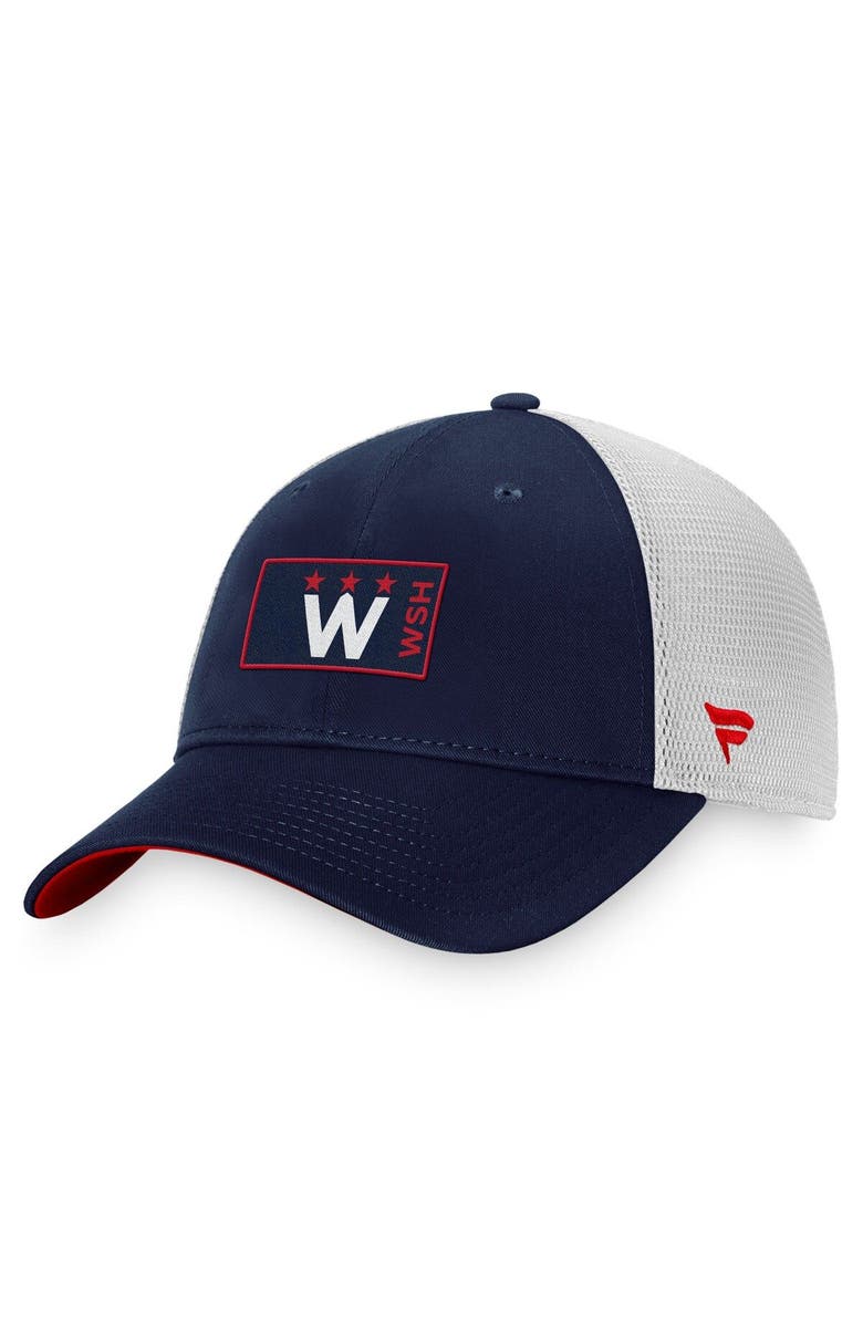 FANATICS Men's Fanatics Branded Navy/White Washington Capitals Authentic Pro Trucker Snapback Hat, Main, color, 
