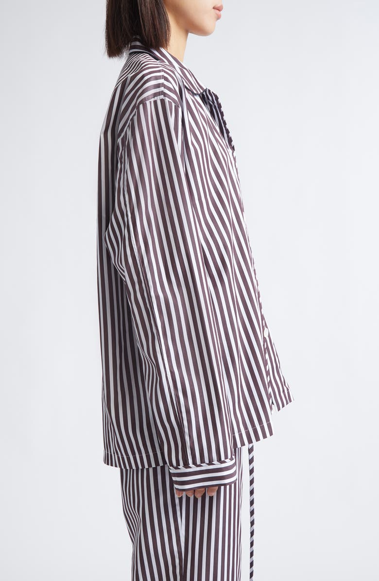 NACKIYÈ Life Is a Beach Stripe Pajama Shirt, Alternate, color, Chocolate Stripe