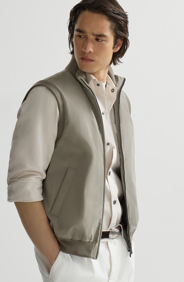 Brunello Cucinelli Bonded nylon vest with Thermore<sup>®</sup> padding, Alternate, color, Military
