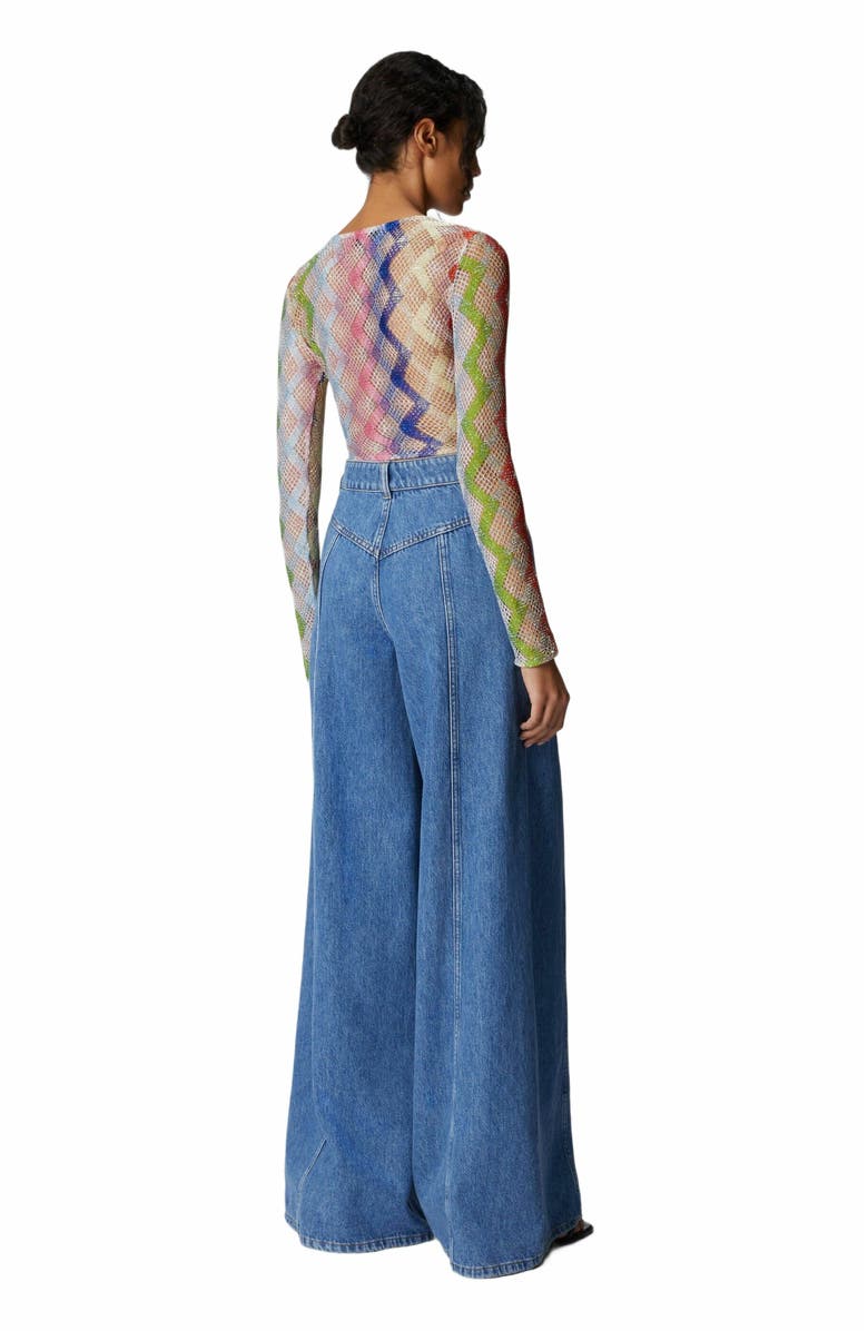 Missoni Long Sleeve Crop Top With Front Tie, Alternate, color, Multicoloured