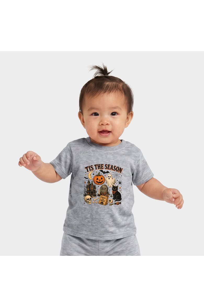 Tis The Season Haloween Collage Infant Jogger Pant Crew Set, Main, color, Heather Grey