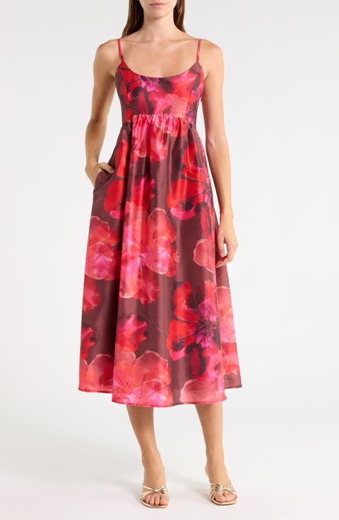 Brixton Floral Empire Waist Fit & Flare Midi Dress