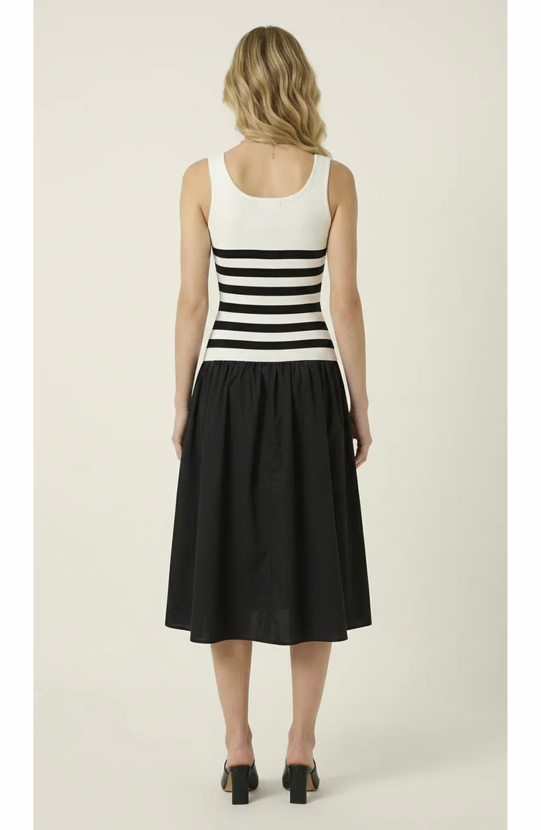 Modenaire Striped Knit Tank Contrast Dress, Alternate, color, Black / White Stripes