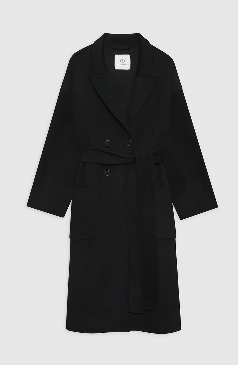 ANINE BING Dylan Cashmere Blend Coat, Alternate, color, Black