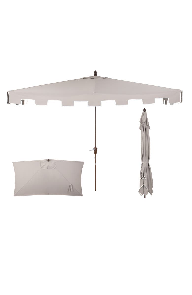 JONATHAN Y Sidney 9 ft. Classic MidCentury Rectangular Half Market Patio Umbrella with Crank, Wind Vent and UV Protection, Main, color, Gray