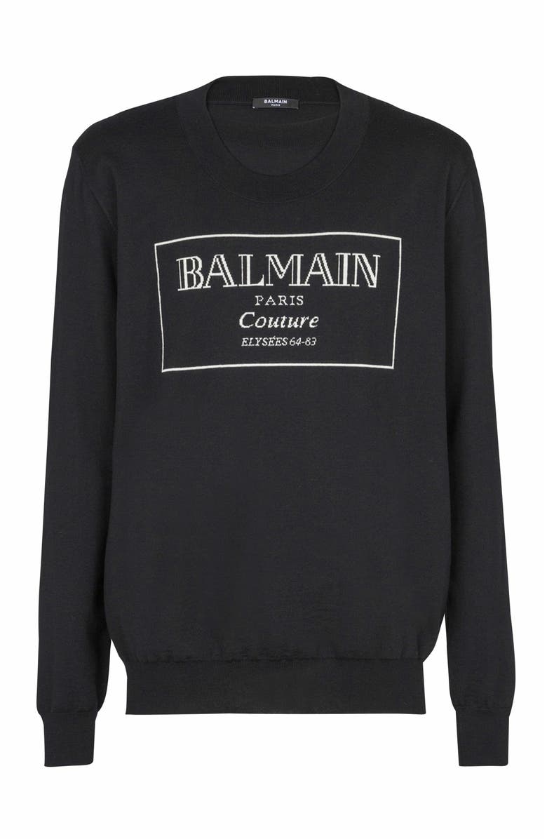 Balmain Knit Jumper With Balmain Couture Label, Main, color, Black