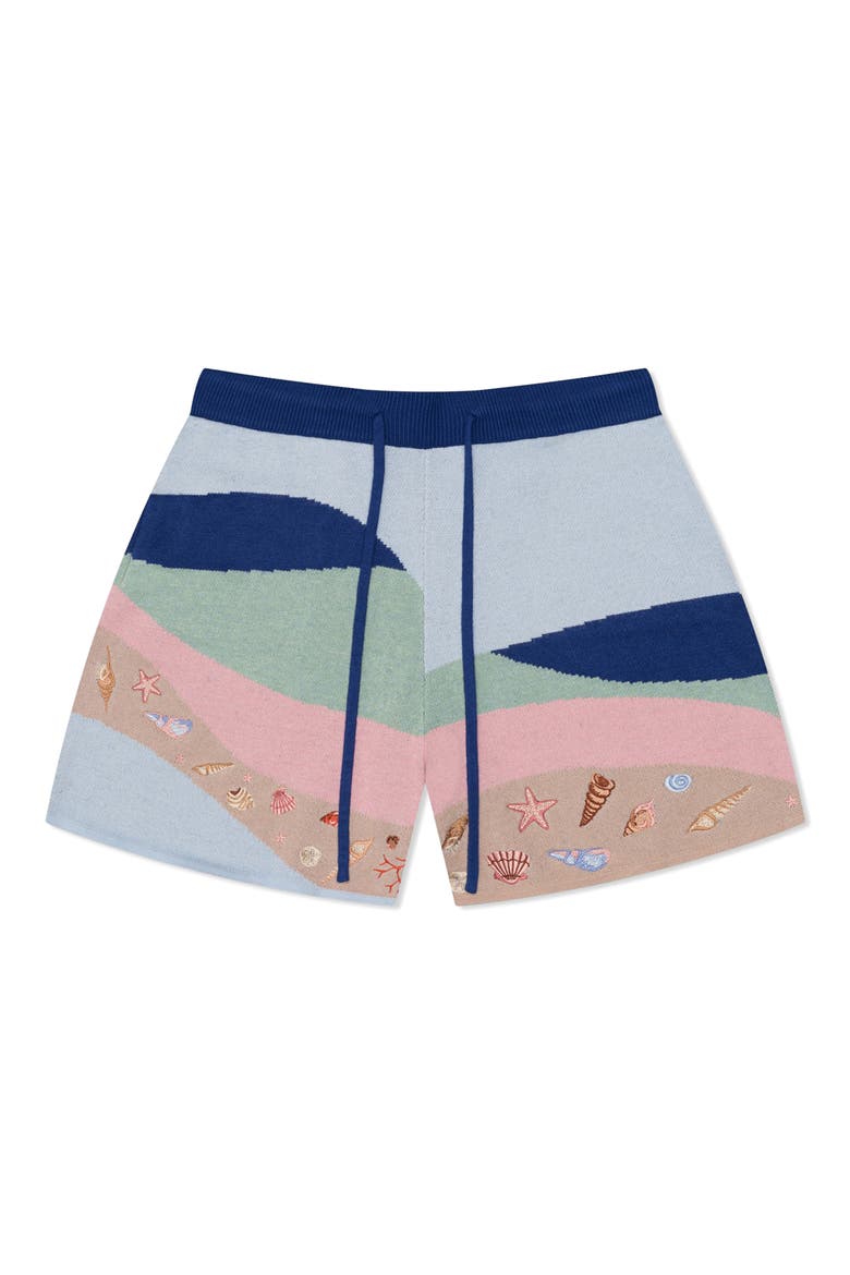 Beach House Jacquard Sweater Shorts, Main, color, BLUE MULTI