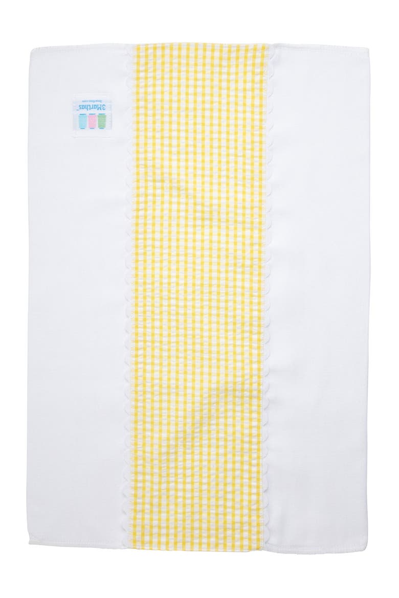 Big Check Fancy Fabric Burp Cloth, Alternate, color, Yellow/White Trim