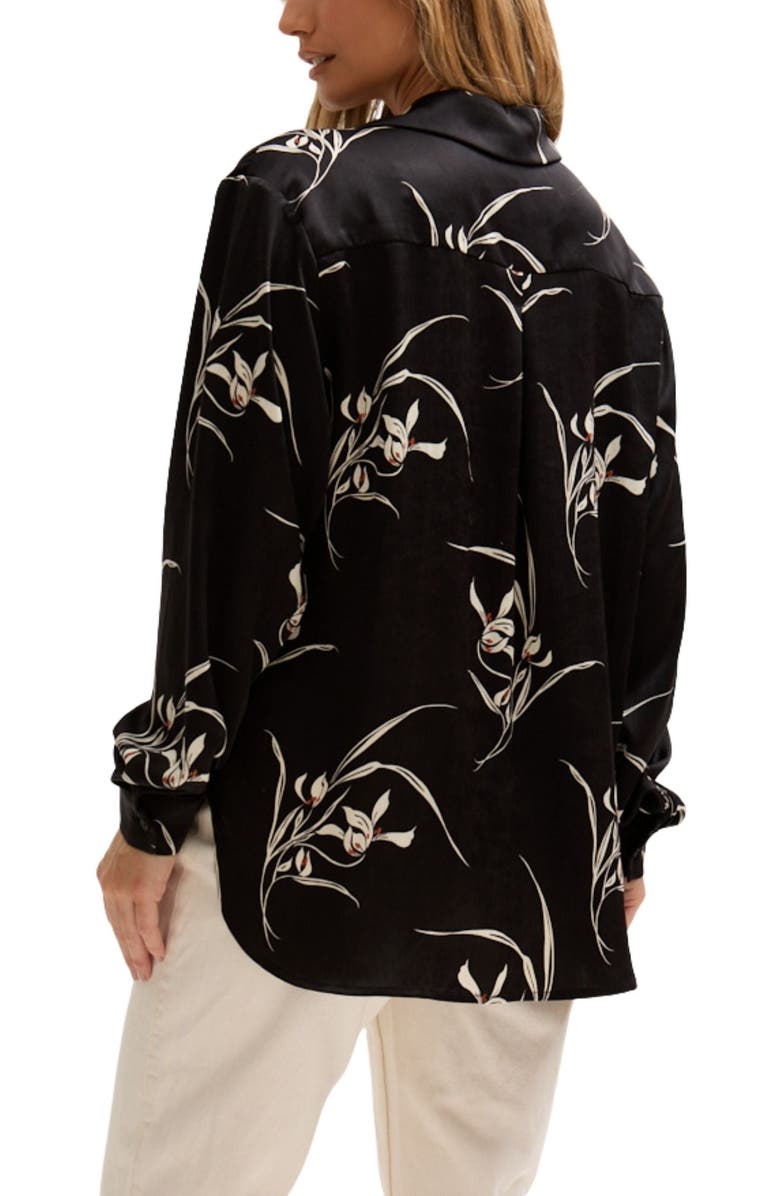 LILY AND LIONEL Lillibet Large Floral Print Shirt, Alternate, color, Black