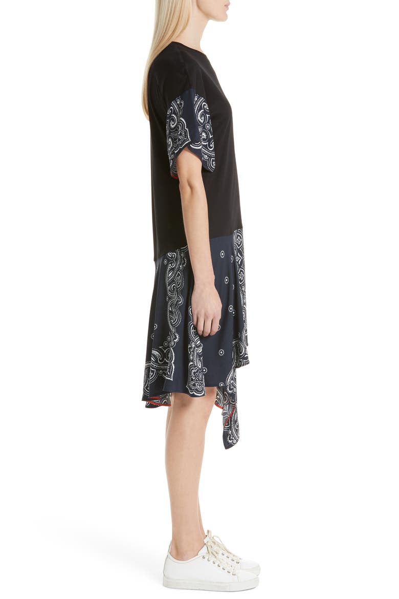 Handkerchief T-Shirt Dress, Alternate, color, BLACK/ MIDNIGHT BLUE