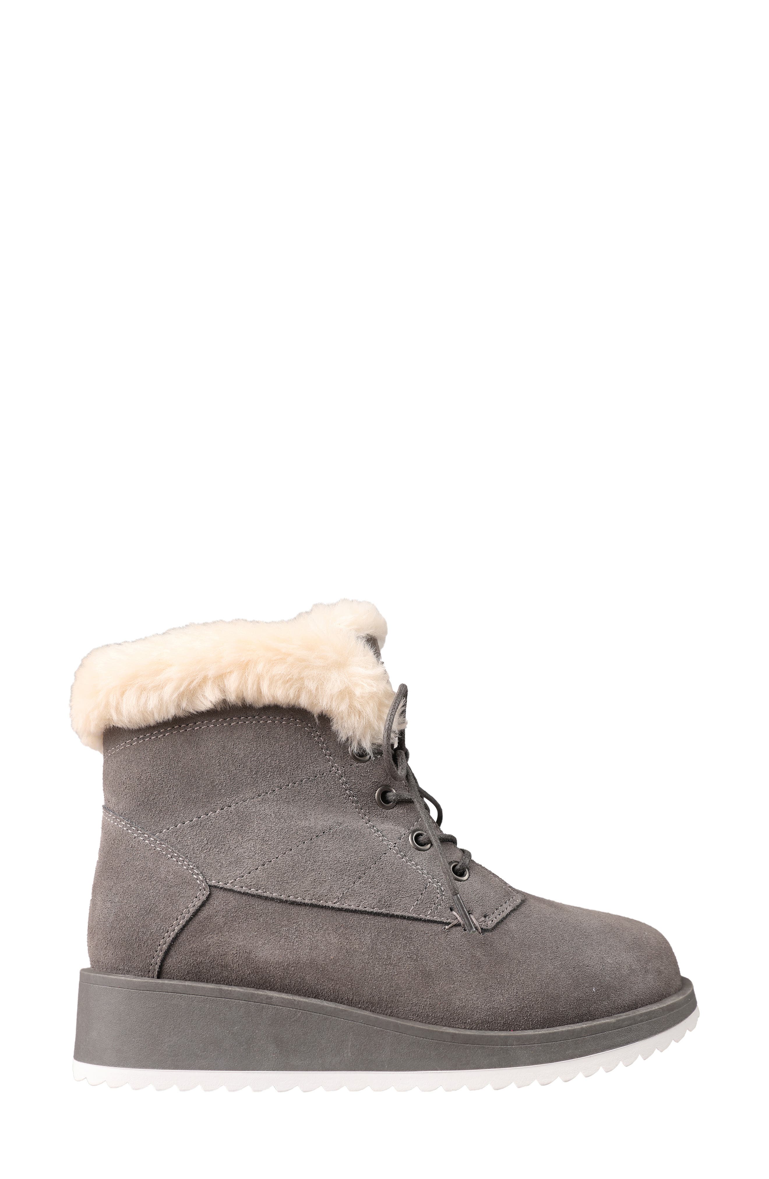 LAMO Demi Faux Shearling Wedge Bootie, Alternate, color, Charcoal