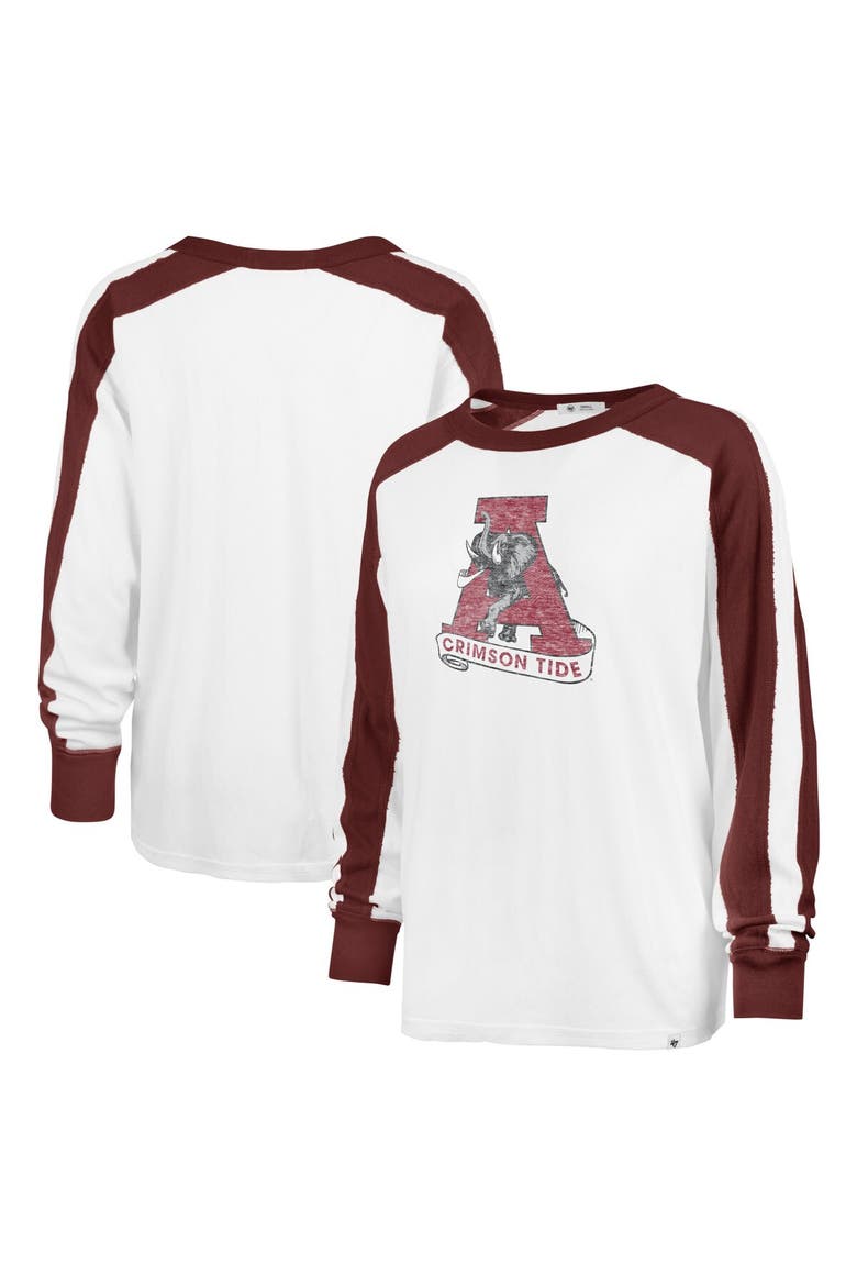 Women's '47 White Alabama Crimson Tide Premier Caribou Raglan Long Sleeve T-Shirt, Main, color, White