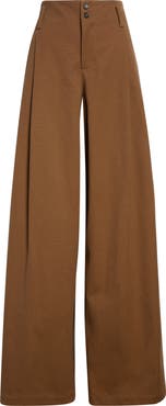 Chloé Garment Dye Organic Cotton Canvas Wide Leg Pants