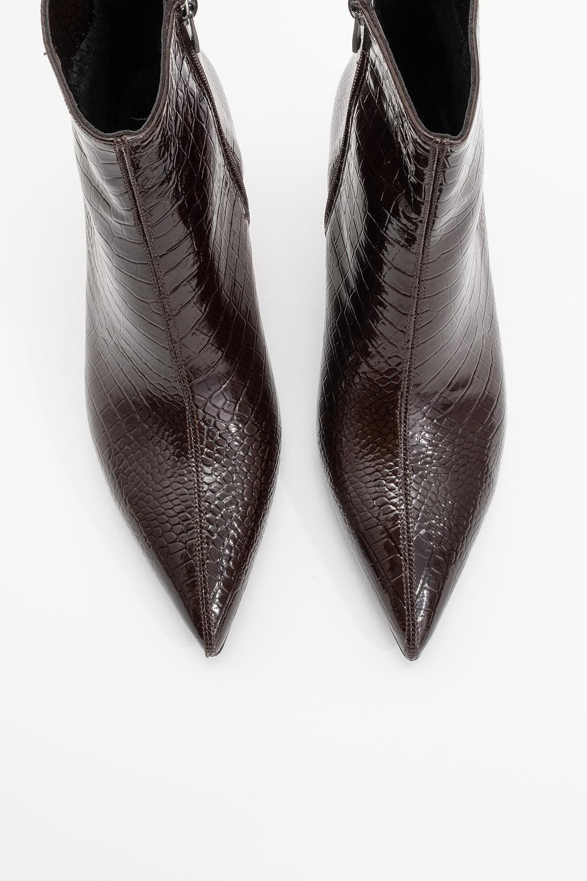 Noya Stiletto Boot, Alternate, color, Brown Pattern Faux Leather