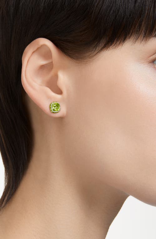 Swarovski Birthstone Pierced Earrings Studs Aug Rhodium Shiny Green In Green