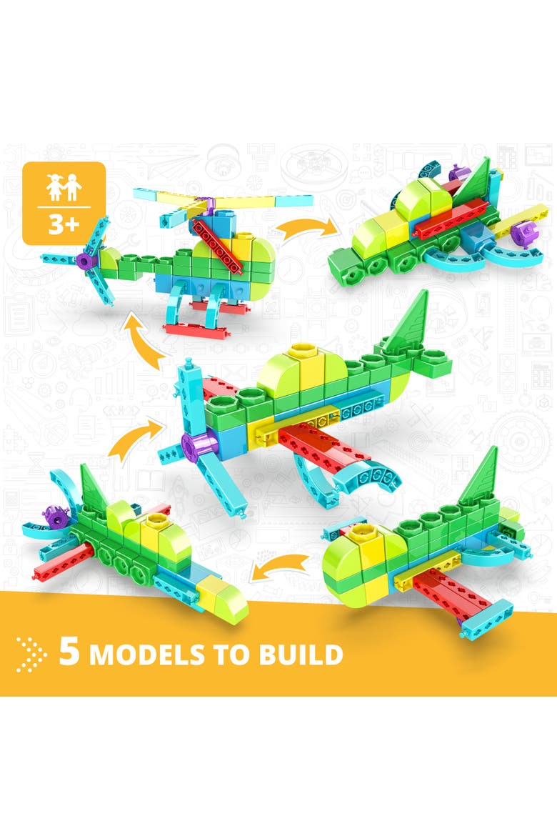 Steam Labs Junior Learning About Aircrafts 5 Model Toy Brick Building, Alternate, color, Multicolored