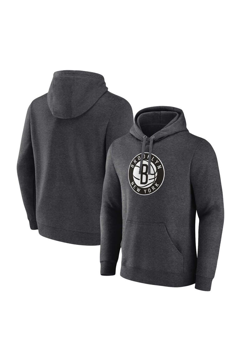 Men's Fanatics Branded  Heather Charcoal Brooklyn Nets Primary Logo Pullover Hoodie, Main, color, Heather Charcoal