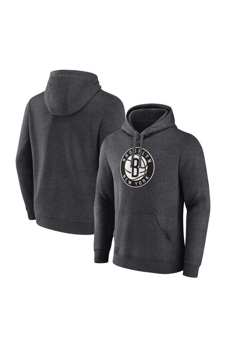 FANATICS Men's Fanatics Branded  Heather Charcoal Brooklyn Nets Primary Logo Pullover Hoodie, Main, color, Heather Charcoal