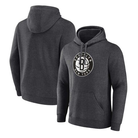 Men's Fanatics Branded  Heather Charcoal Brooklyn Nets Primary Logo Pullover Hoodie