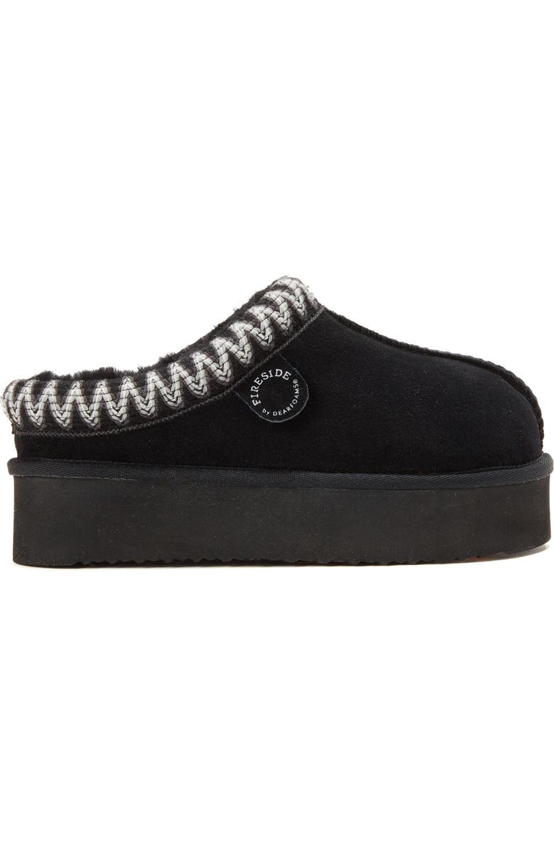 DEARFOAMS Fireside Queenstown Genuine Shearling Clog With Embroidery, Alternate, color, Black