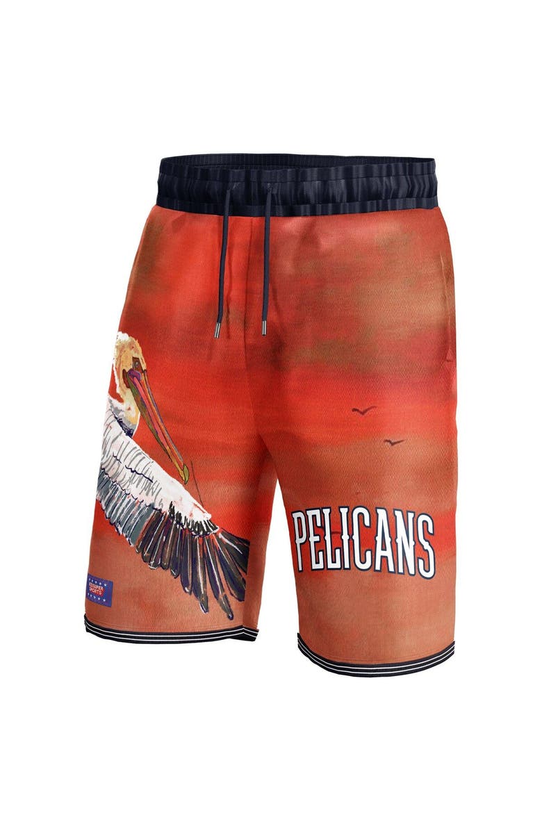 NBA X KIDSUPER Unisex NBA & KidSuper Studios by Fanatics Red New Orleans Pelicans Hometown Shorts, Alternate, color, Red