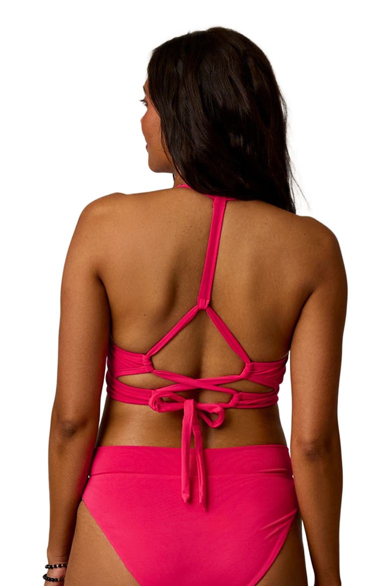 Dahlia Black Halter Top - Adjustable & Supportive Swimwear, Alternate, color, Watermelon