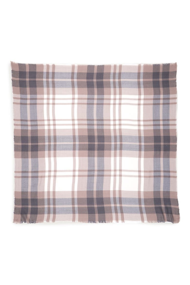 Tonal Plaid Scarf, Alternate, color, GREY/ TAUPE