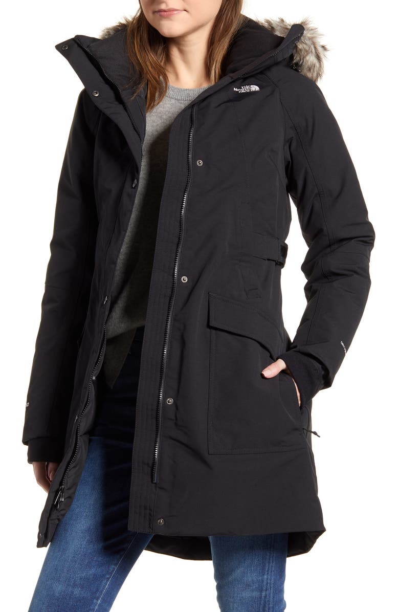 The North Face Outer Boroughs Faux Fur Trim 550 Fill Power Down Parka, Main, color, 