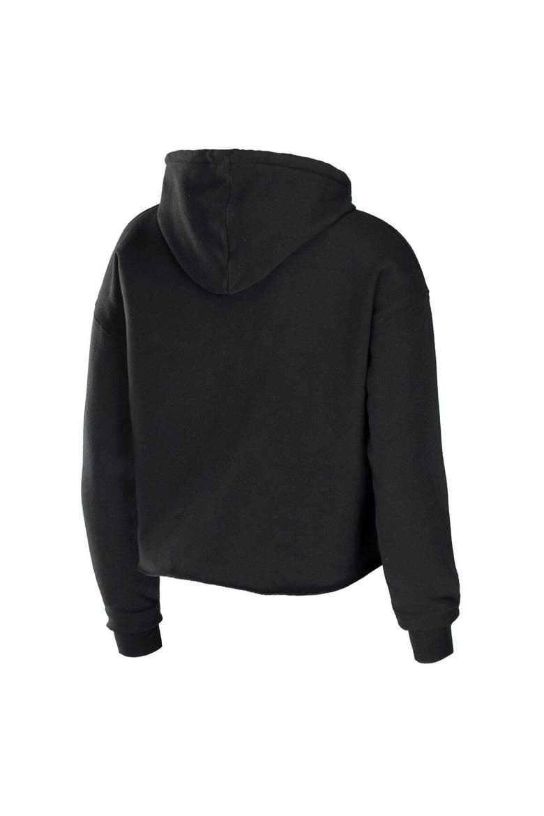 Women's WEAR by Erin Andrews Black New Orleans Saints Cropped Sponge Fleece Pullover Hoodie, Alternate, color, Black