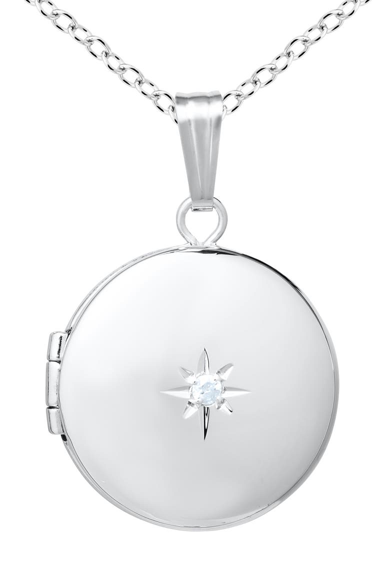 Sterling Silver & Diamond Locket Necklace, Main, color, SILVER