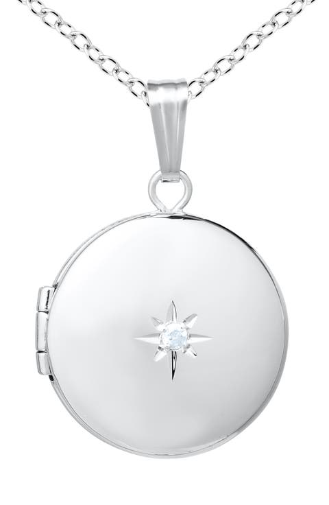 Sterling Silver & Diamond Locket Necklace (Baby)