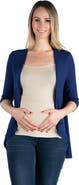 24seven Comfort Apparel Maternity Elbow Length Sleeve Open Cardigan