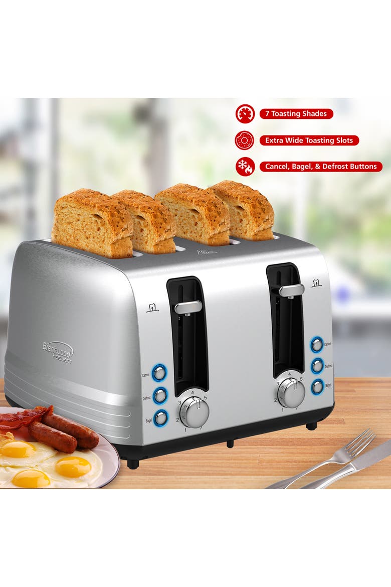 Extra Wide 4 Slot Stainless Steel Toaster, Alternate, color, Silver