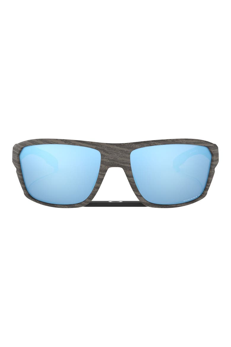 Split Shot Woodgrain Collection 64mm Polarized Oversize Sunglasses, Main, color, WOOD GREEN