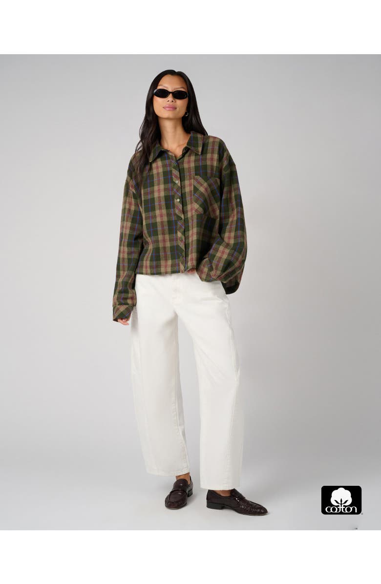 WeWoreWhat Boxy Boyfriend Overshirt, Alternate, color, Forest Grn Mlti