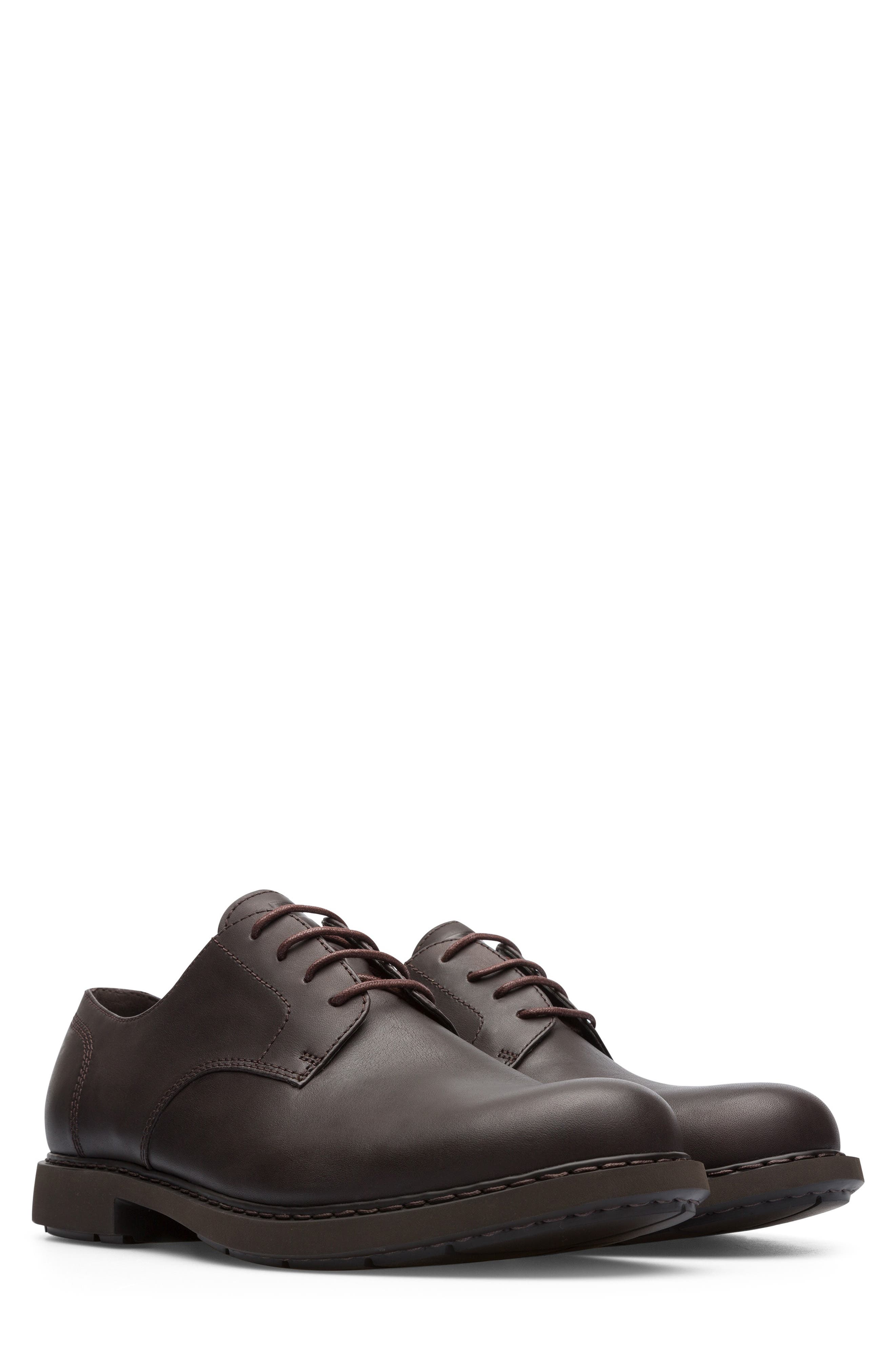 Camper Neuman Plain Toe Derby, Main, color, Dark Brown