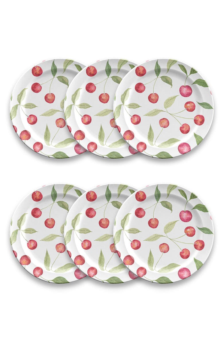 TarHong Berries Cherries Set of Six Melamine Salad Plates, Main, color,