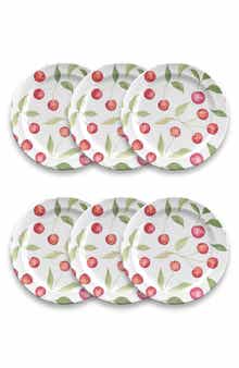TarHong Berries Cherries Set of Six Melamine Salad Plates