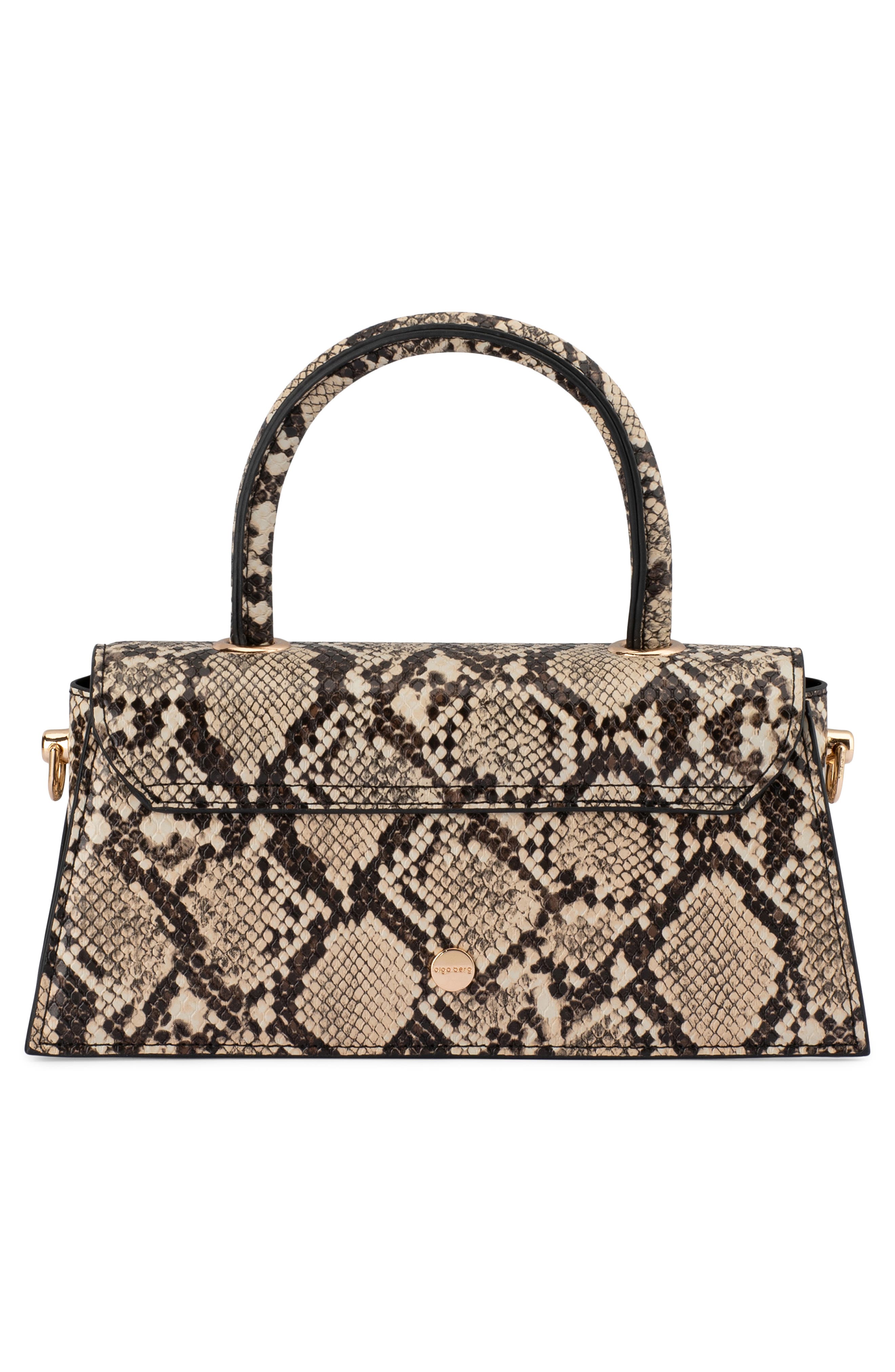 Kendall Snakeskin Embossed Faux Leather Top Handle Bag, Alternate, color, NATURAL