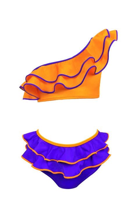 Kids' One Shoulder Multi-Layered Ruffle Two-Piece Bikini