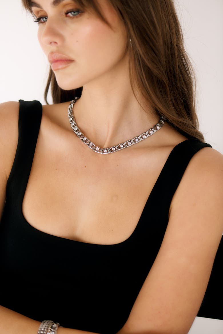 Chain Link Necklace, Alternate, color, Silver