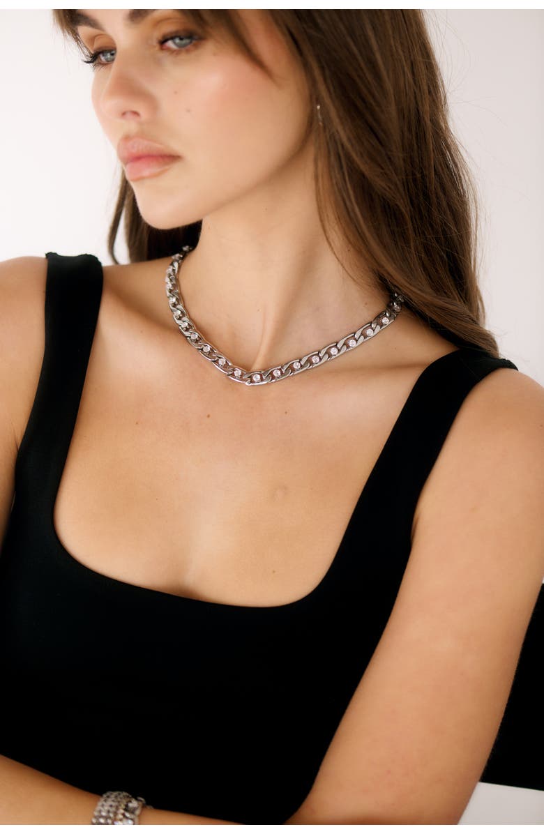 Mazin Jewels Chain Link Necklace, Alternate, color, Silver