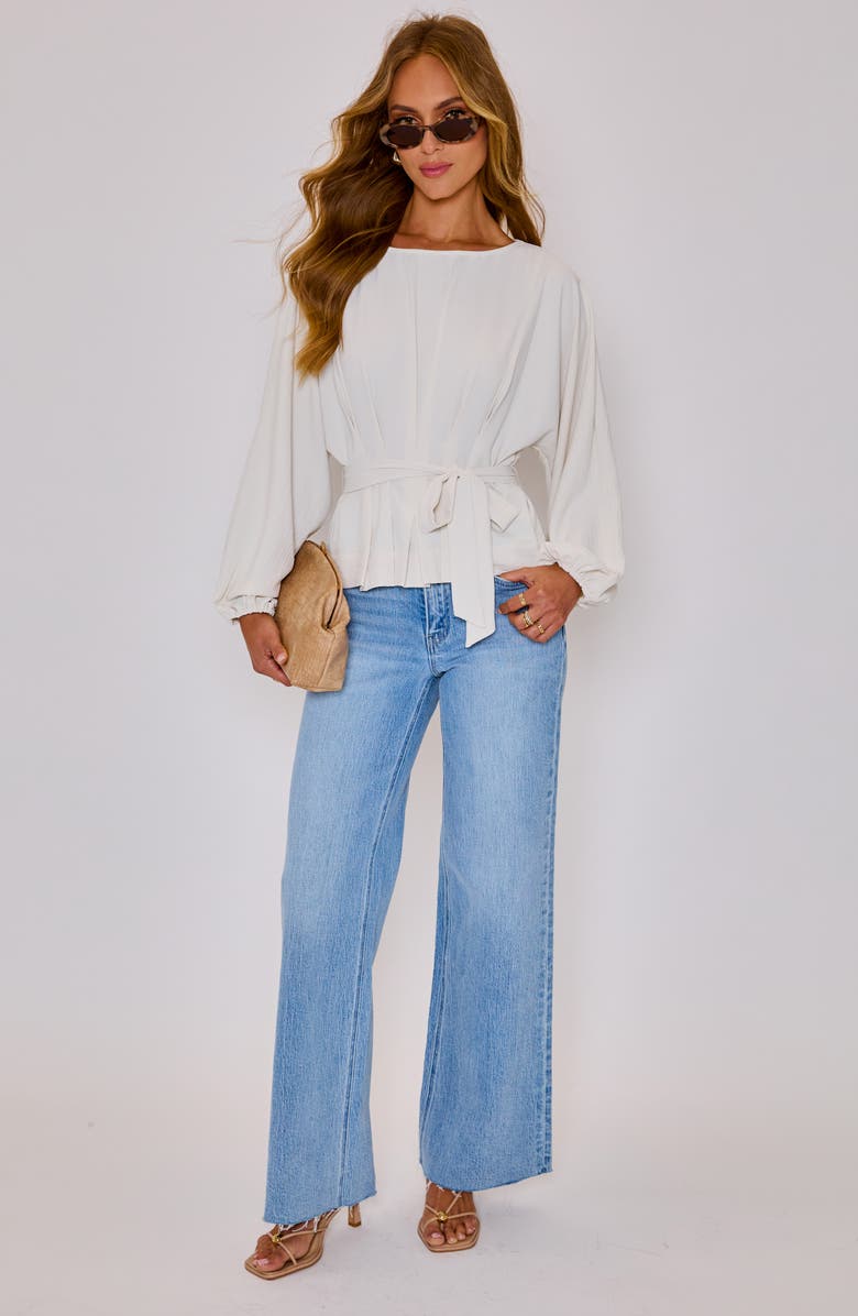 VICI Collection Lydia Tie Waist Top, Alternate, color, Cream