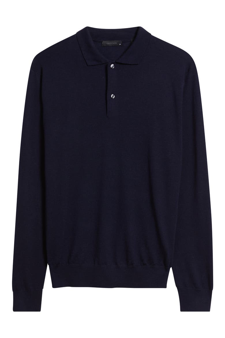 Saratoga Merino Wool Long Sleeve Polo, Alternate, color, MALTESE BLUE