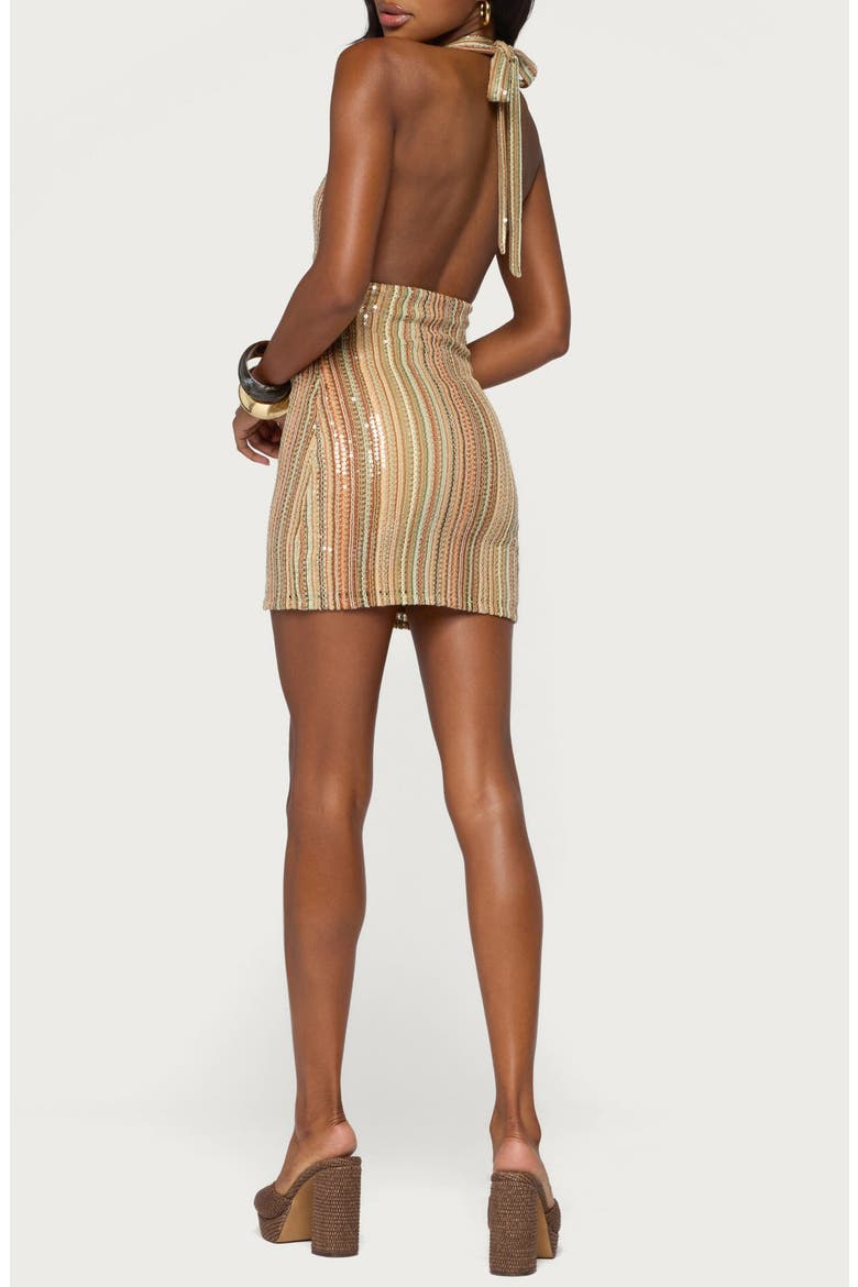 Franki Striped Sequin Halter Minidress, Alternate, color, MULTI
