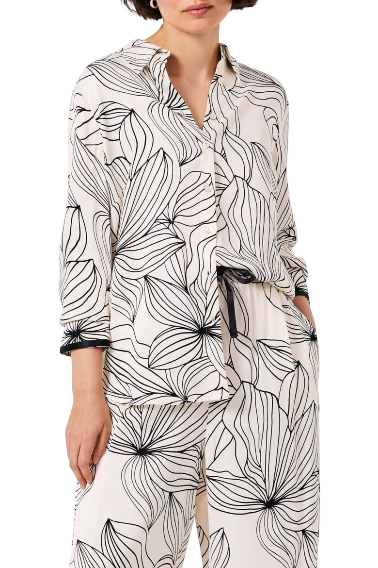Floral Print Satin Shirt, Main, color, Cream