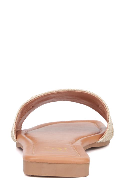 New York And Company Naia Slide Sandal In Gold Linen