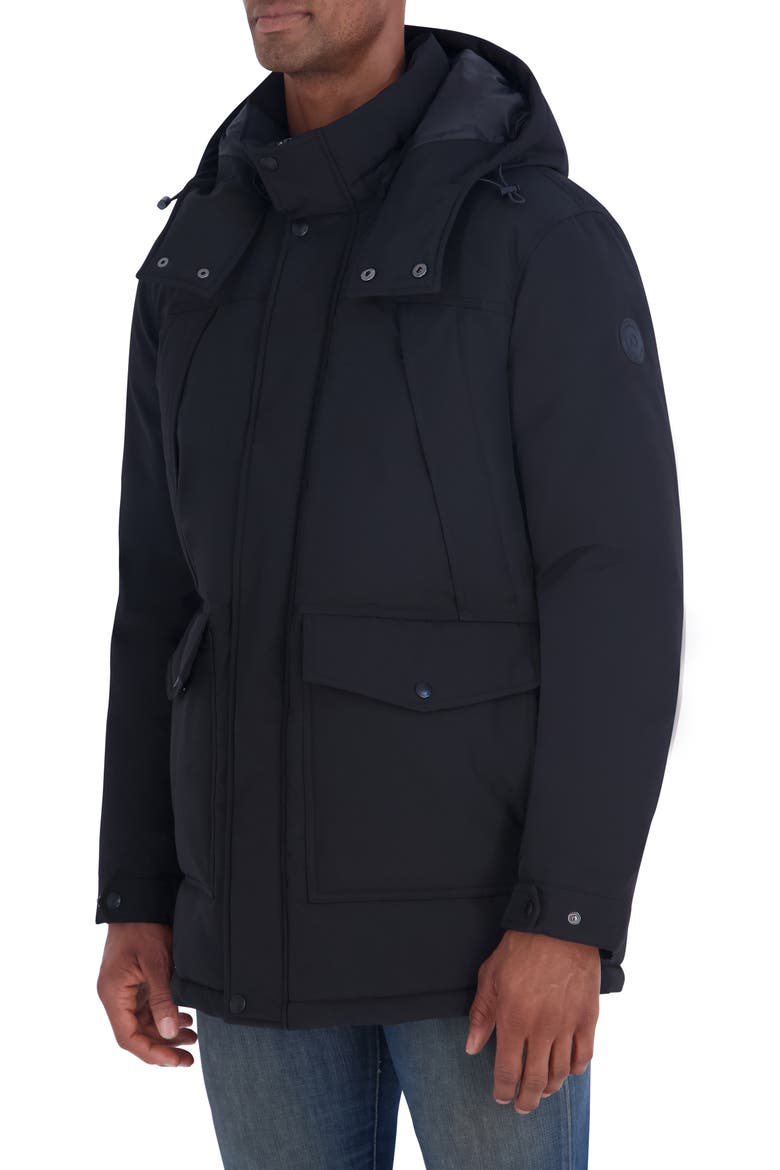 Faille Hooded Parka, Alternate, color, BLACK